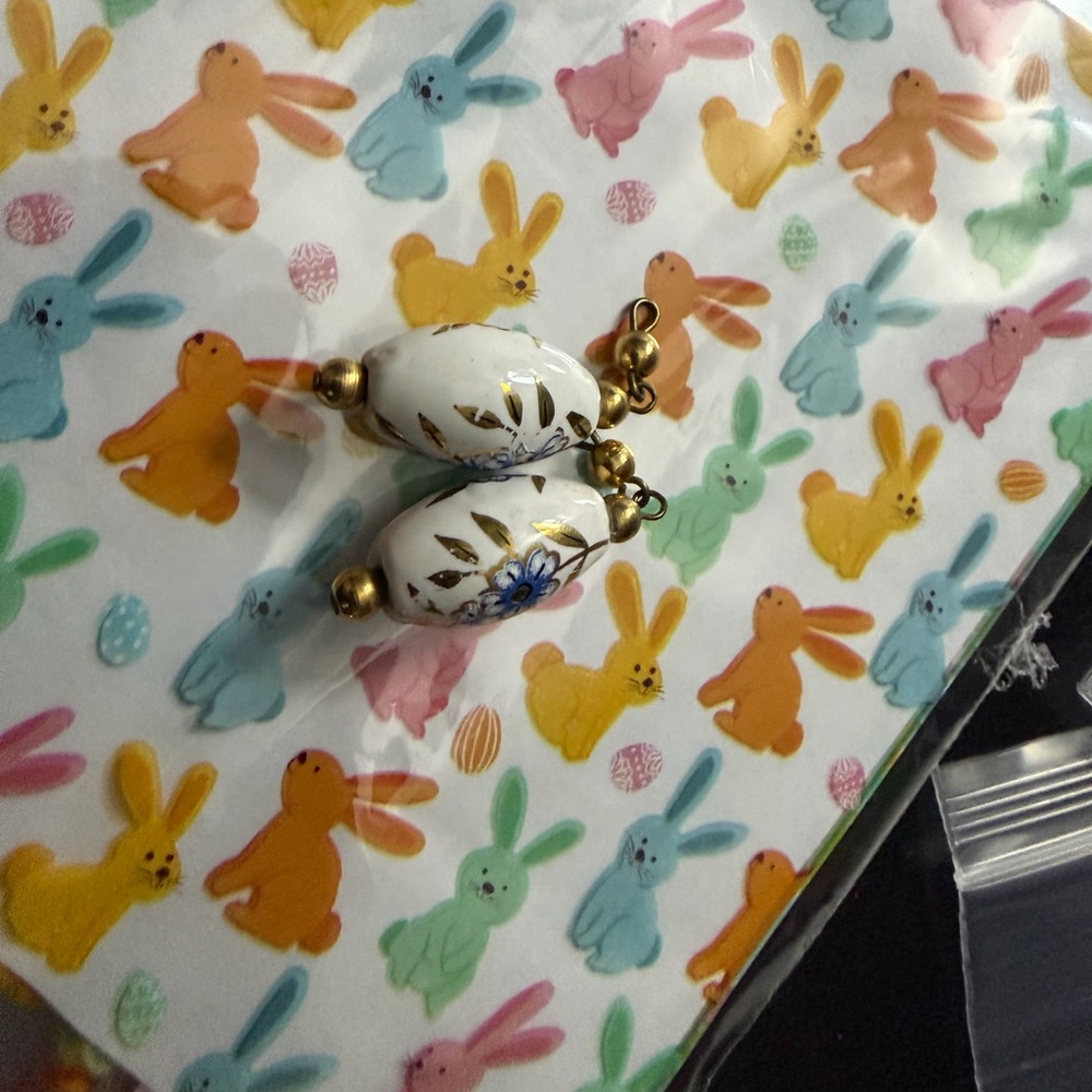 White Floral Ceramic Charms - White